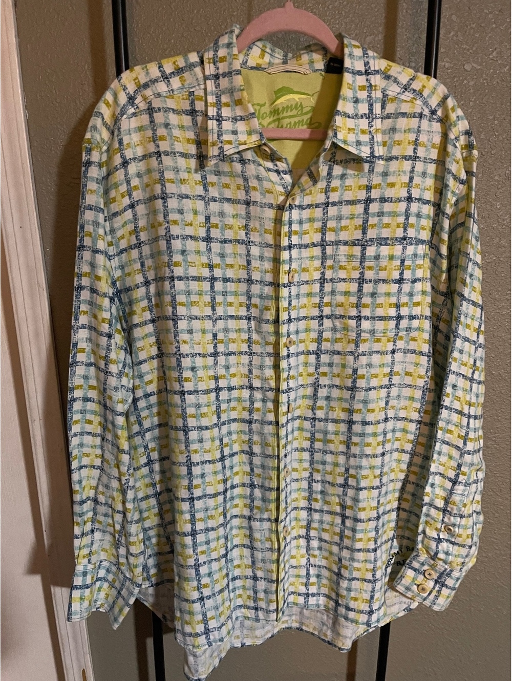 Tommy Bahama Relax XL Men's Long Sleeve Plaid Button-Up Shirt 100% Linen